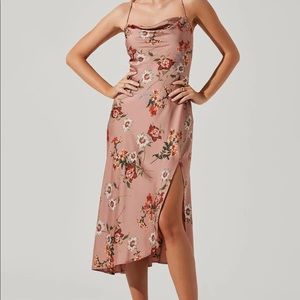 Astr Floral Midi Dress in Pink